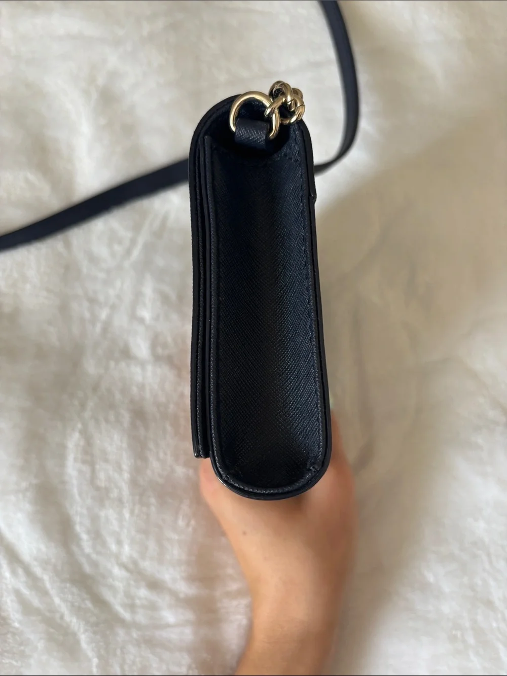 Kate Spade Navy Crossbody Bag with Gold Chain